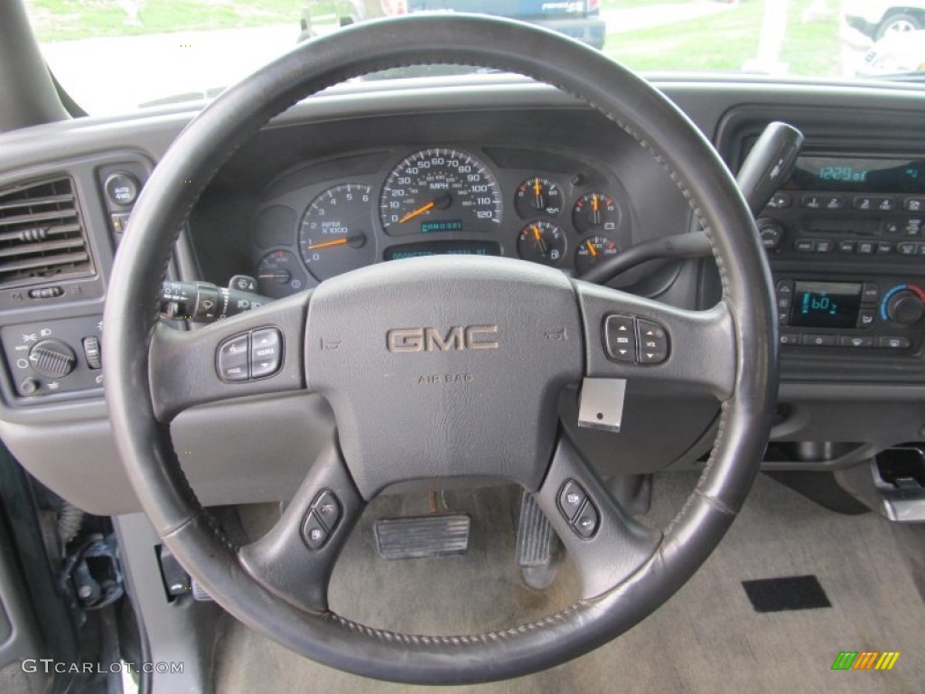 2004 GMC Sierra 2500HD SLE Crew Cab 4x4 Pewter Steering Wheel Photo #68755867