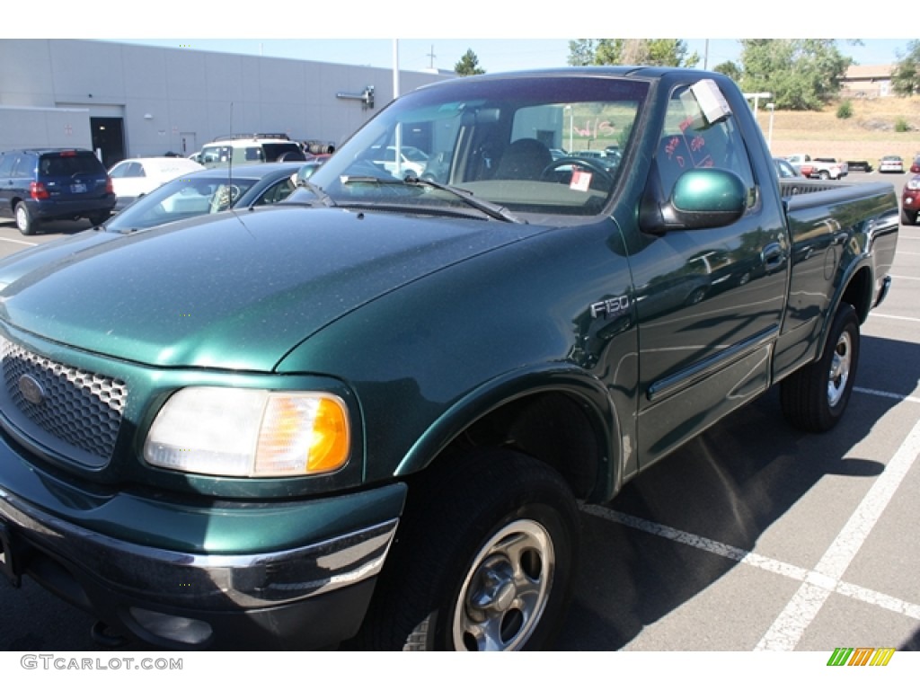1999 F150 XLT Regular Cab 4x4 - Amazon Green Metallic / Medium Prairie Tan photo #4