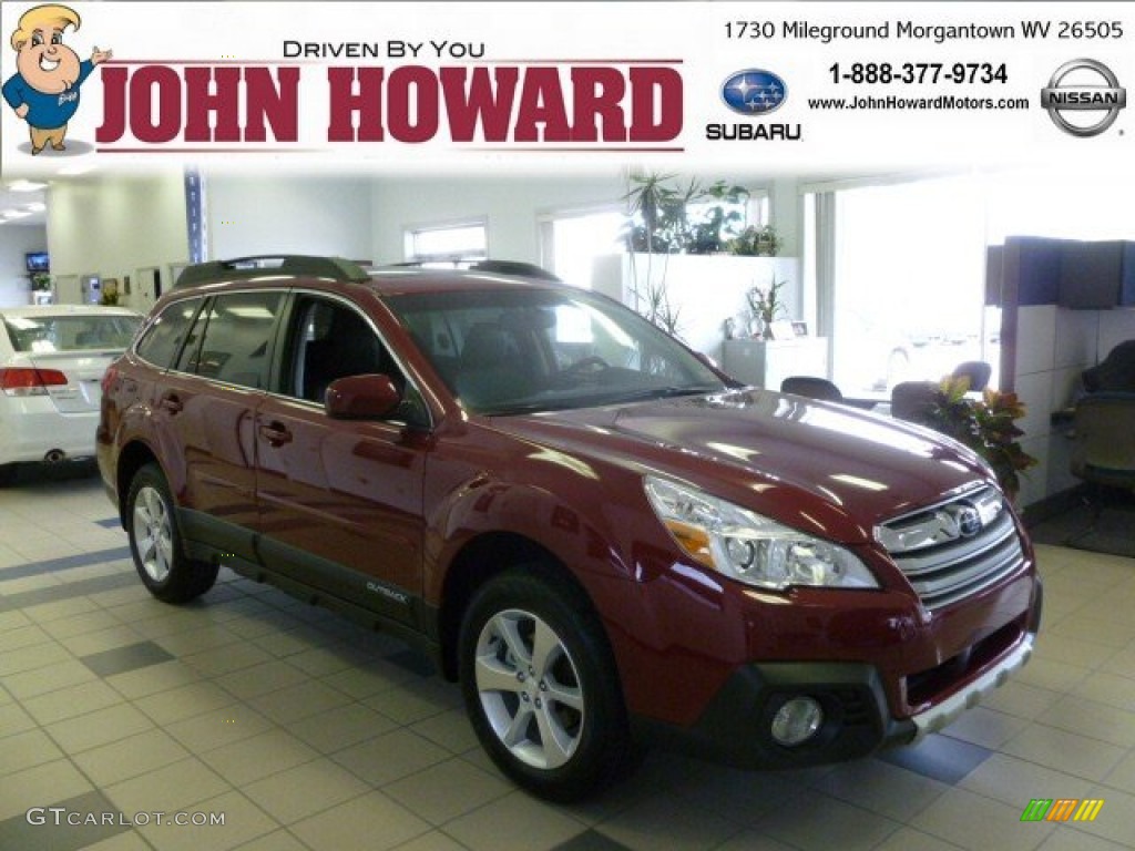 2013 Outback 2.5i Limited - Venetian Red Pearl / Off Black Leather photo #1