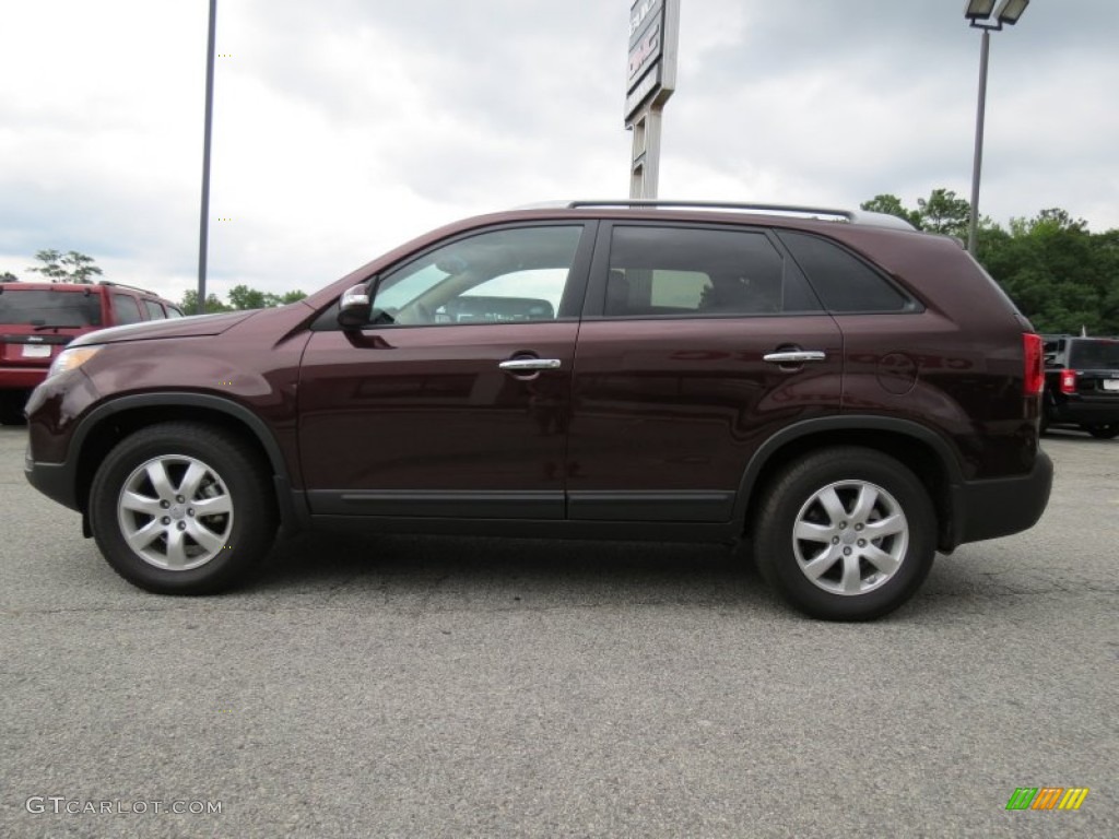 2012 Sorento LX V6 - Dark Cherry / Beige photo #4