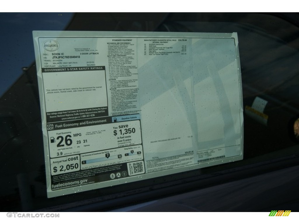 2013 Scion tC Standard tC Model Window Sticker Photo #68761393
