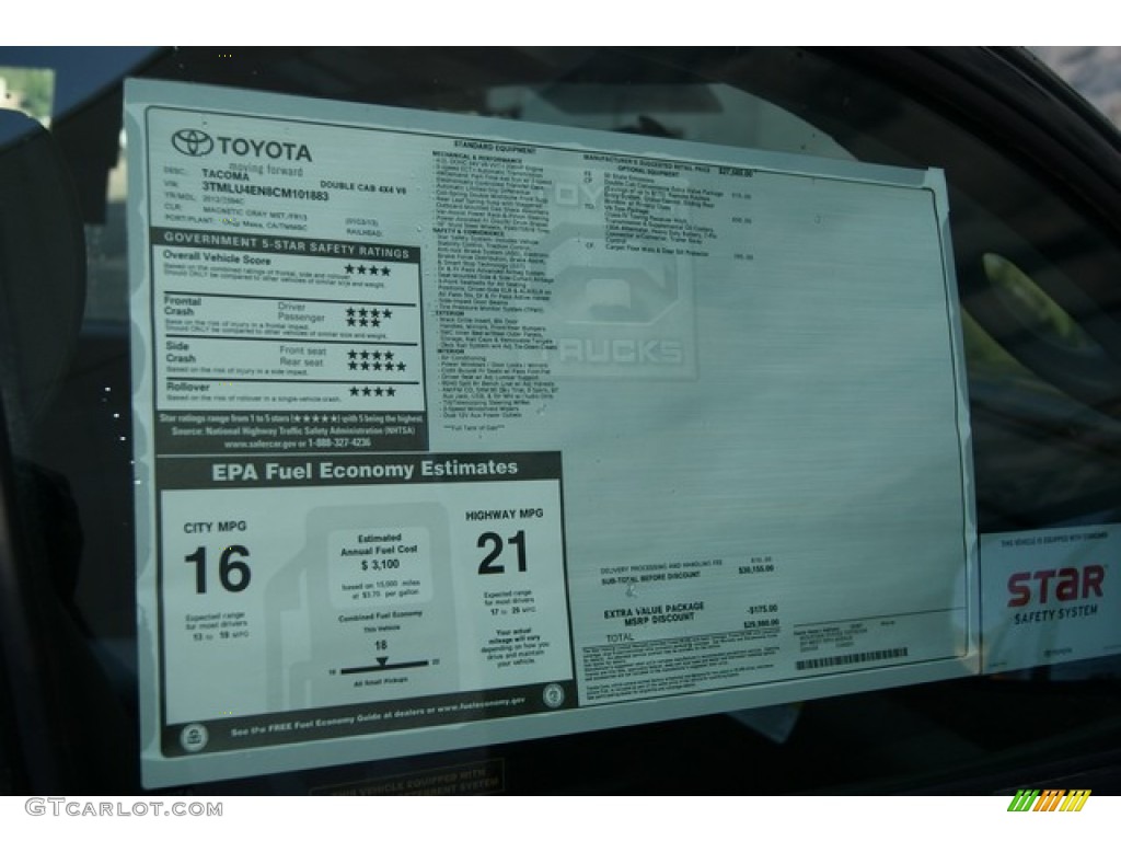 2012 Tacoma V6 Double Cab 4x4 - Magnetic Gray Mica / Graphite photo #11