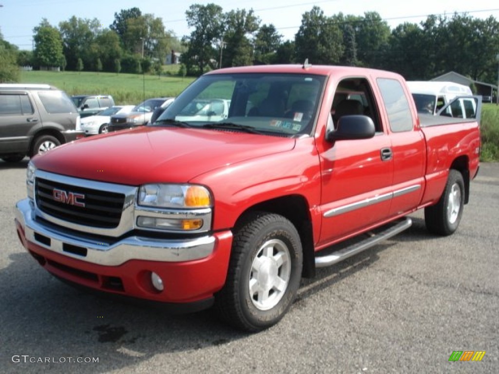 2006 Sierra 1500 SLE Extended Cab 4x4 - Fire Red / Pewter photo #3
