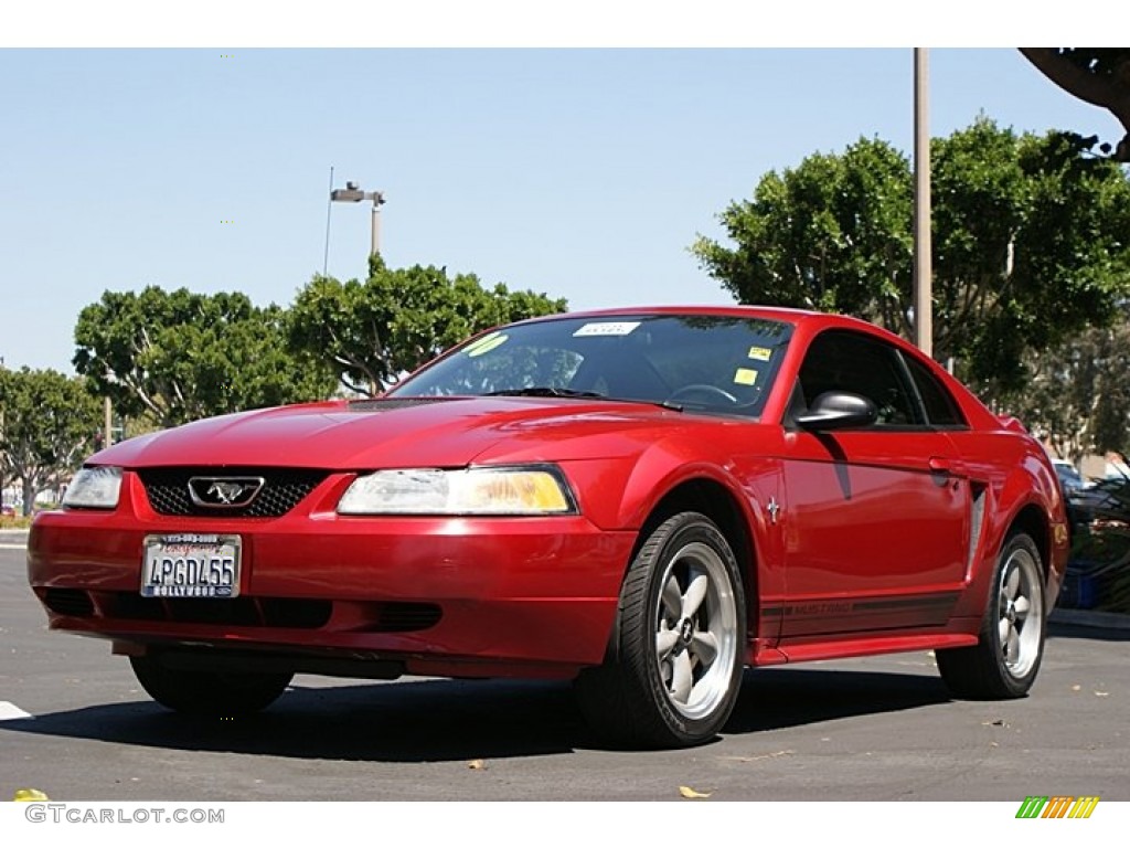 2000 Mustang V6 Coupe - Laser Red Metallic / Medium Graphite photo #9