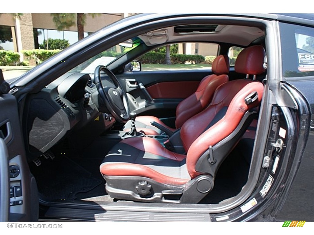 Black/Red Interior 2007 Hyundai Tiburon SE Photo #68780219