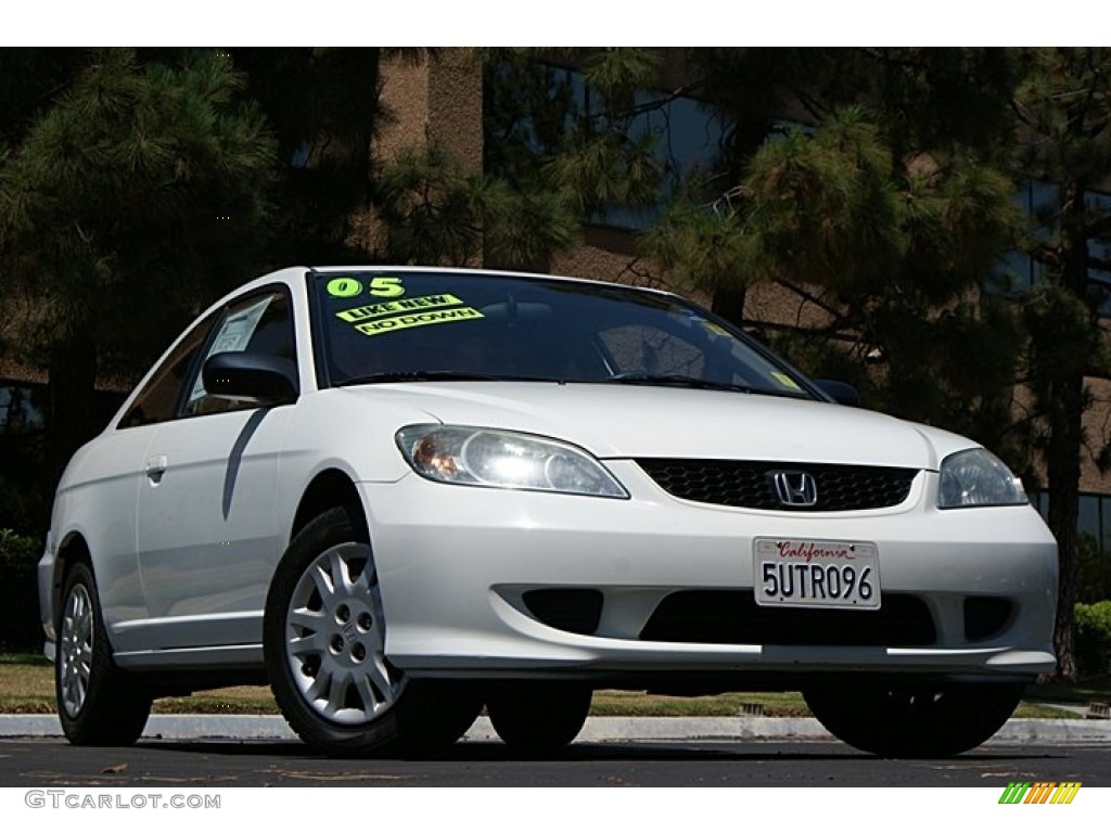 2005 Civic LX Coupe - Taffeta White / Ivory photo #1