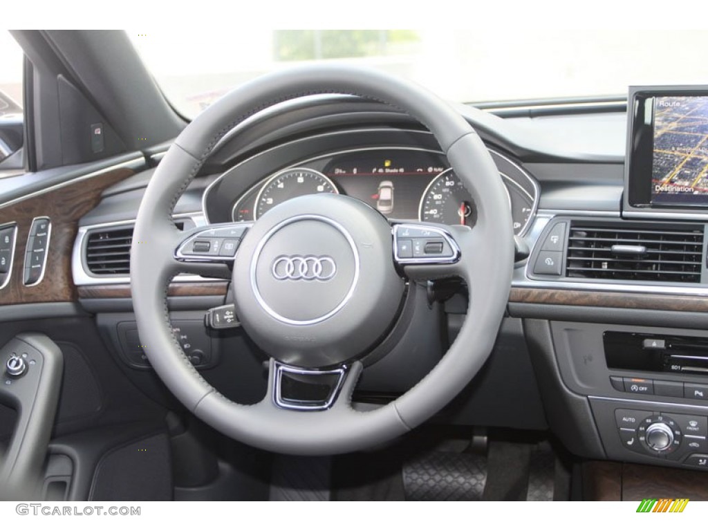 2013 Audi A6 3.0T quattro Sedan Black Steering Wheel Photo #68795057