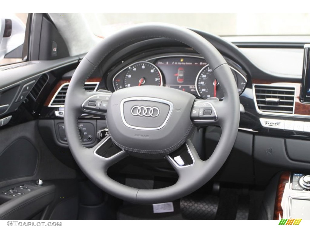 2013 Audi A8 L 3.0T quattro Black Steering Wheel Photo #68796116