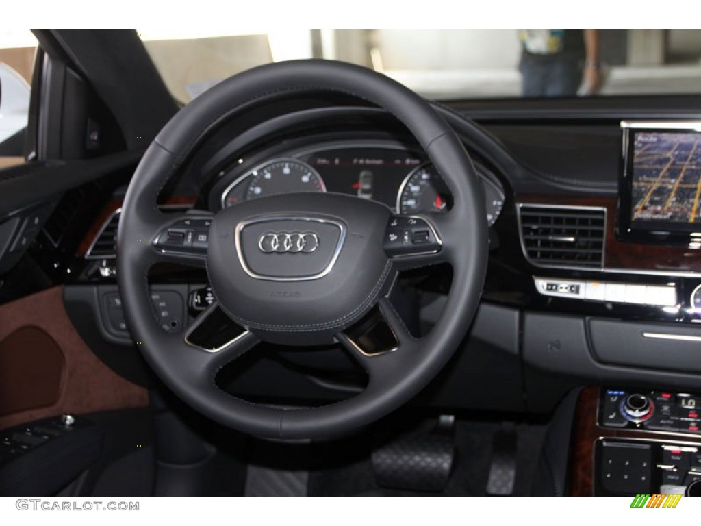 2013 Audi A8 L 3.0T quattro Nougat Brown Steering Wheel Photo #68796917
