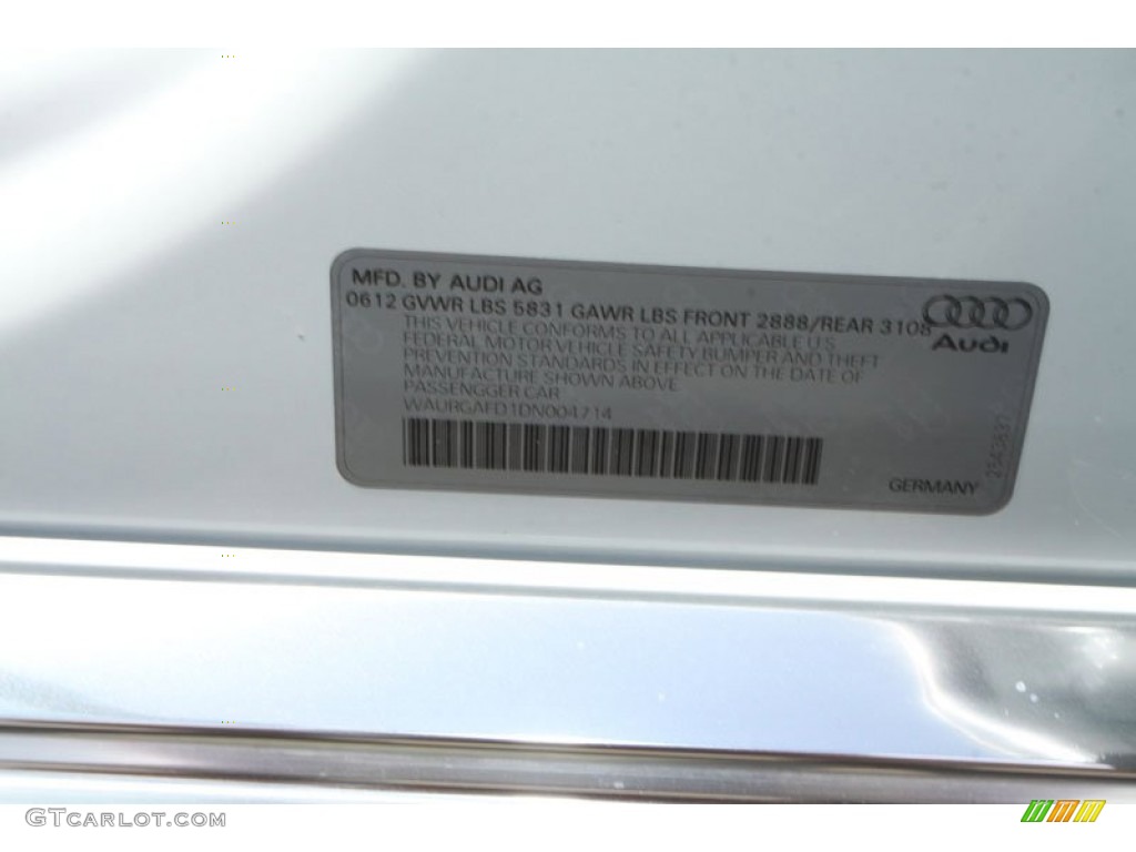 2013 Audi A8 L 3.0T quattro Info Tag Photos