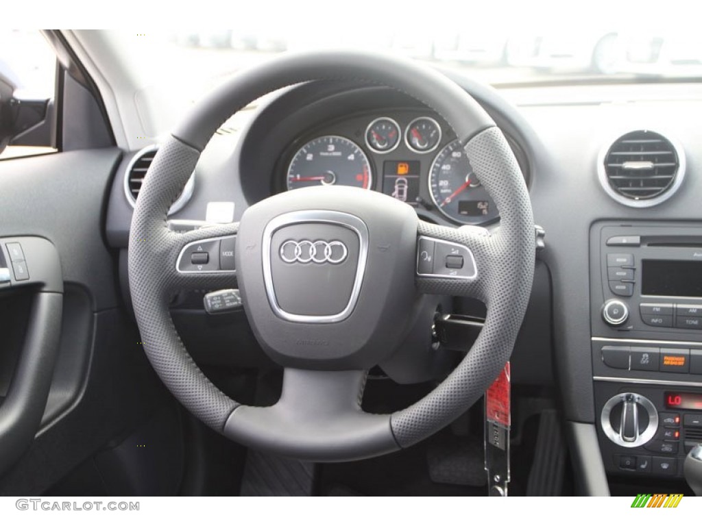 2013 Audi A3 2.0 TDI Black Steering Wheel Photo #68797190