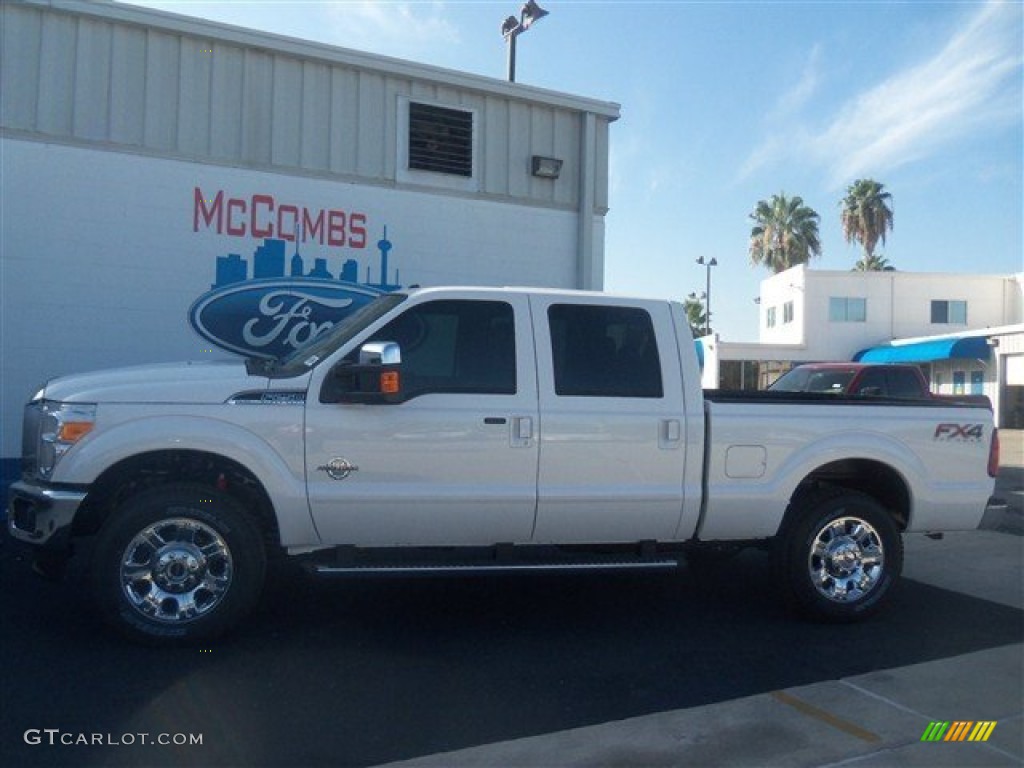2012 F250 Super Duty Lariat Crew Cab 4x4 - White Platinum Metallic Tri-Coat / Black photo #2