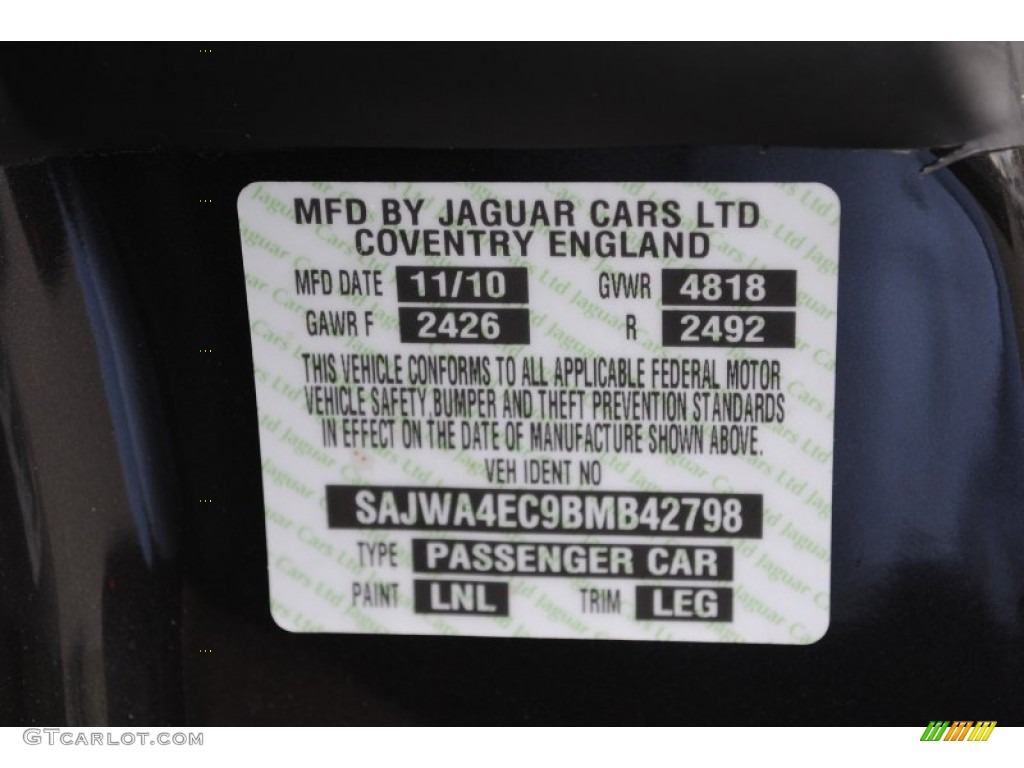 2011 XK Color Code LNL for Stratus Grey Metallic Photo #68800823
