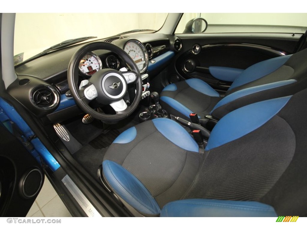 Black/Pacific Blue Interior 2009 Mini Cooper S Hardtop Photo #68804721