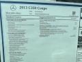  2013 C 350 Coupe Window Sticker