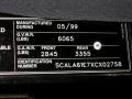 1999 Rolls-Royce Silver Seraph Standard Silver Seraph Model Info Tag