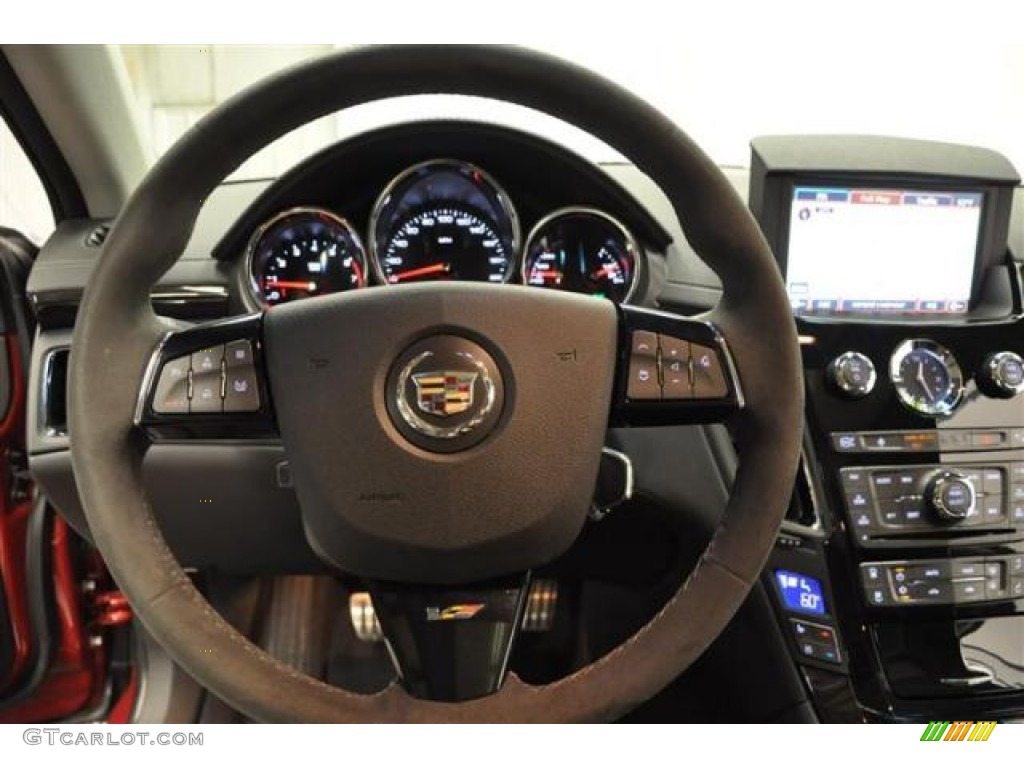 2011 Cadillac CTS -V Sport Wagon Ebony Steering Wheel Photo #68809373