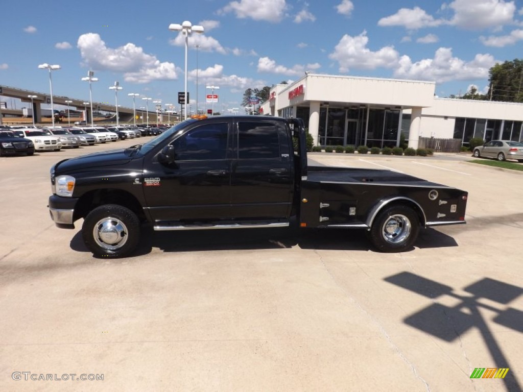 2007 Ram 3500 Laramie Quad Cab Dually - Brilliant Black Crystal Pearl / Khaki photo #2