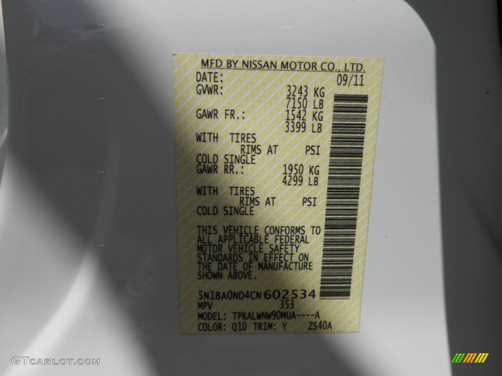 2012 Armada Platinum - Blizzard White / Almond photo #42