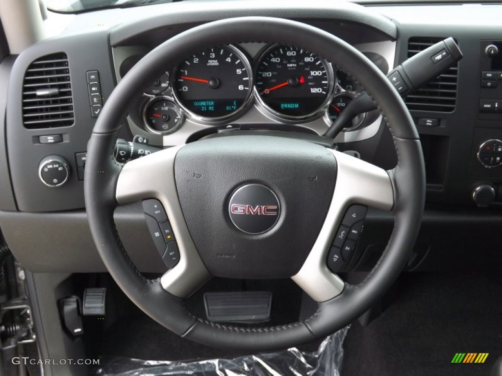 2013 GMC Sierra 1500 SLE Extended Cab Ebony Steering Wheel Photo #68810878