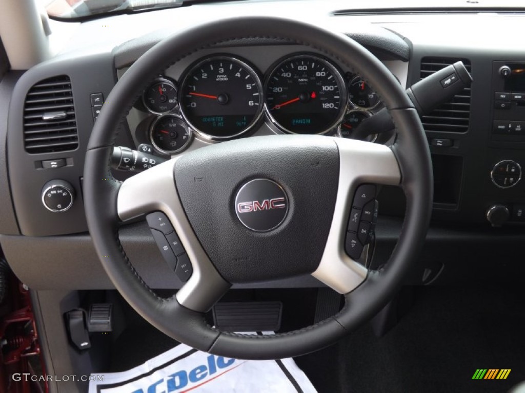 2013 GMC Sierra 1500 SLE Extended Cab Ebony Steering Wheel Photo #68811107