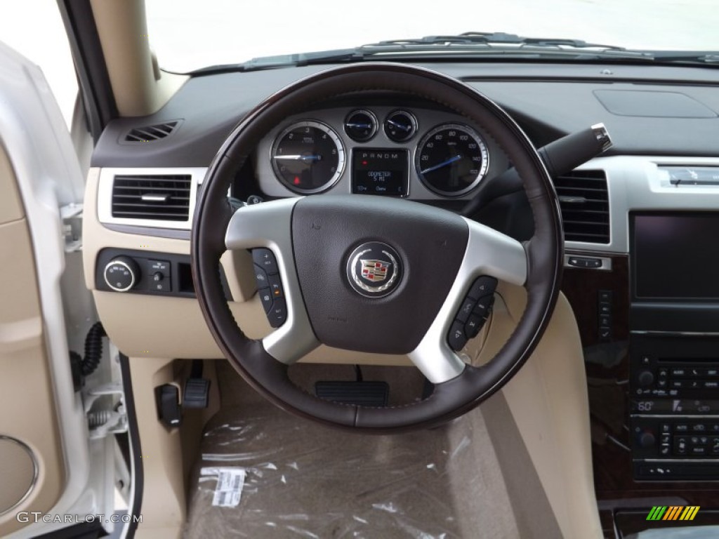 2013 Cadillac Escalade Luxury Cashmere/Cocoa Steering Wheel Photo #68812334