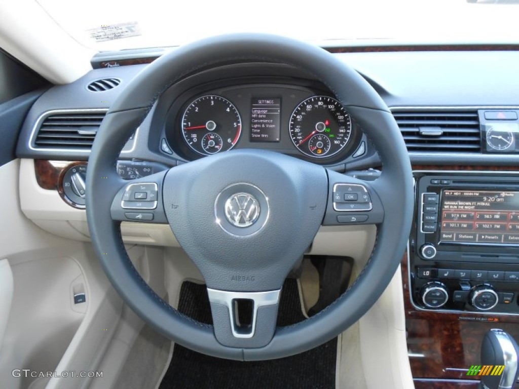 2013 Volkswagen Passat TDI SEL Cornsilk Beige Steering Wheel Photo #68813477
