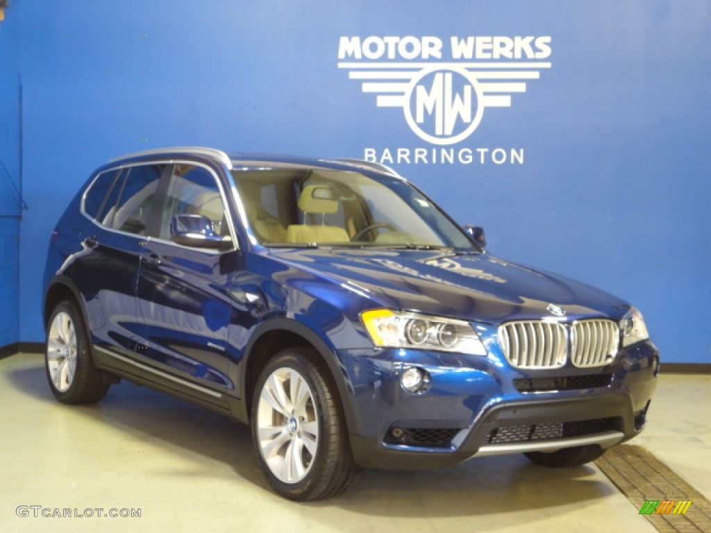 2012 X3 xDrive 35i - Deep Sea Blue Metallic / Sand Beige photo #1