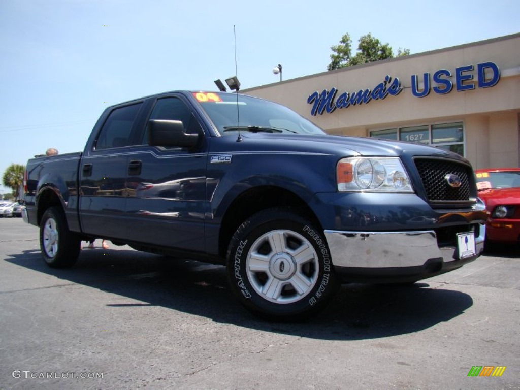 2004 F150 XLT SuperCrew - Medium Wedgewood Blue Metallic / Dark Flint photo #27