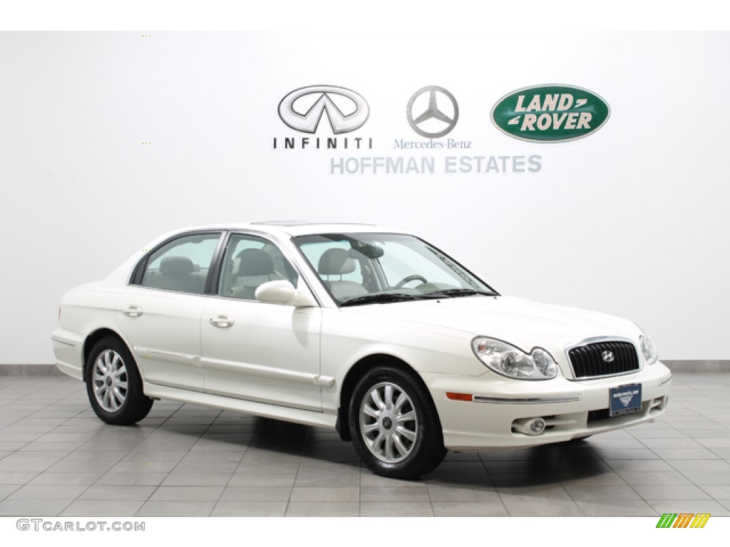 2005 Sonata GLS V6 - Powder White Pearl / Beige photo #1