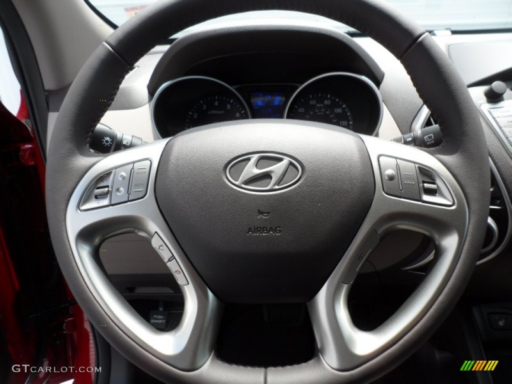 2013 Hyundai Tucson Limited Taupe Steering Wheel Photo #68825537