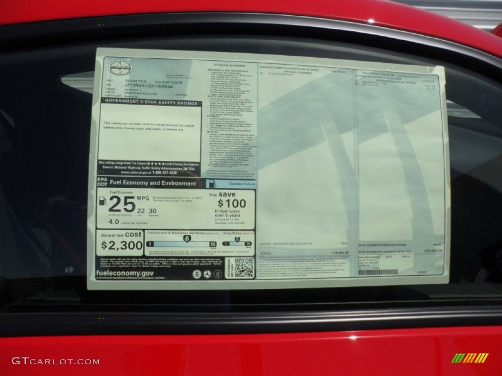 2013 Scion FR-S Sport Coupe Window Sticker Photo #68825927