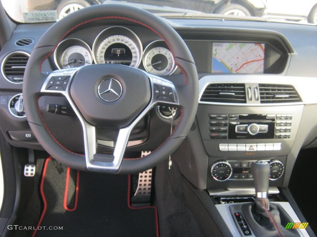 2013 Mercedes-Benz C 250 Sport Black/Red Stitch w/DINAMICA Inserts Dashboard Photo #68830716