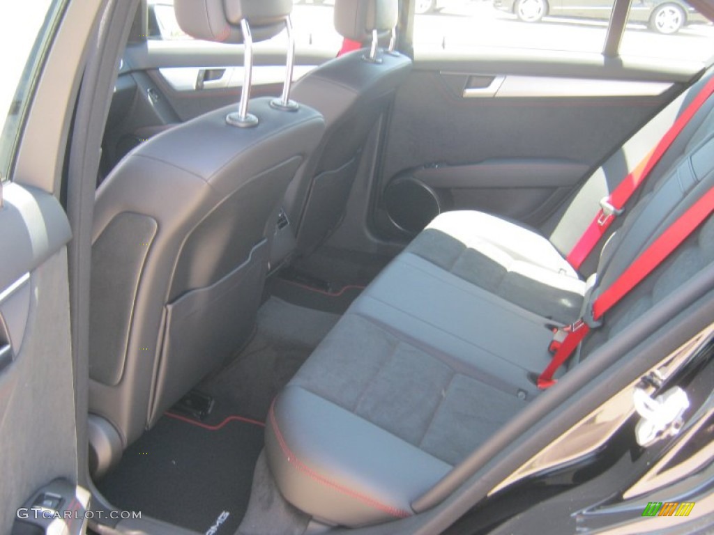 Black/Red Stitch w/DINAMICA Inserts Interior 2013 Mercedes-Benz C 250 Sport Photo #68830882