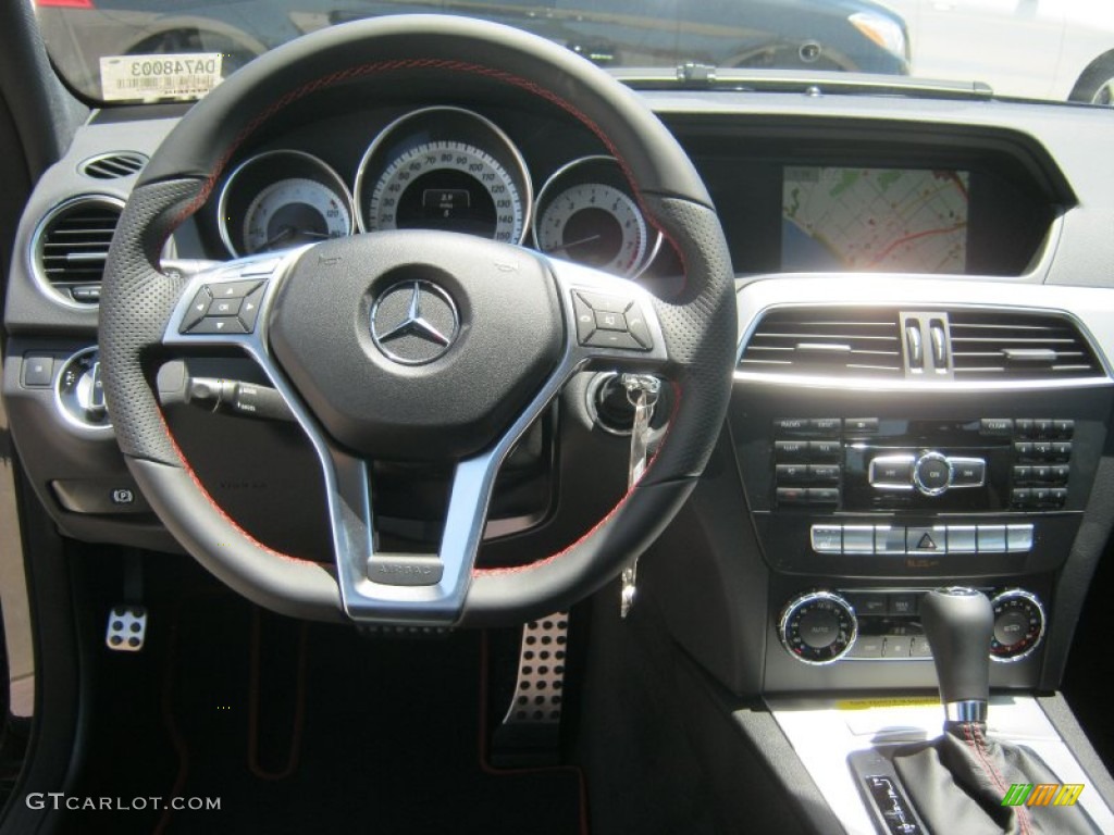 2013 Mercedes-Benz C 250 Sport Black/Red Stitch w/DINAMICA Inserts Dashboard Photo #68830890