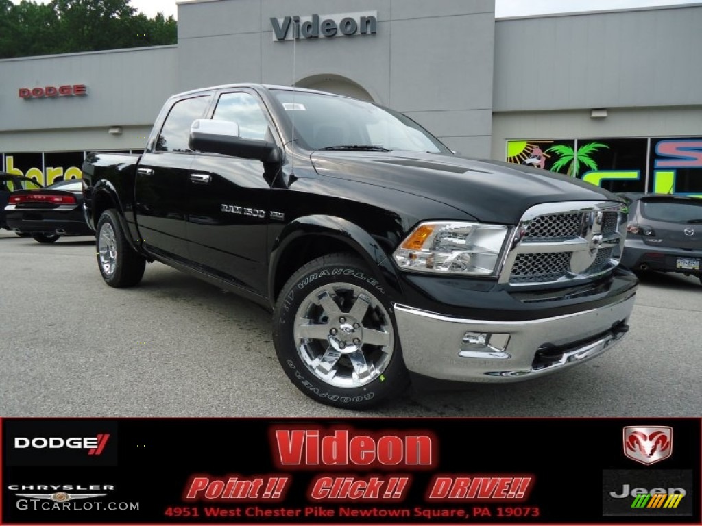 2012 Ram 1500 Laramie Crew Cab 4x4 - Black / Dark Slate Gray photo #1