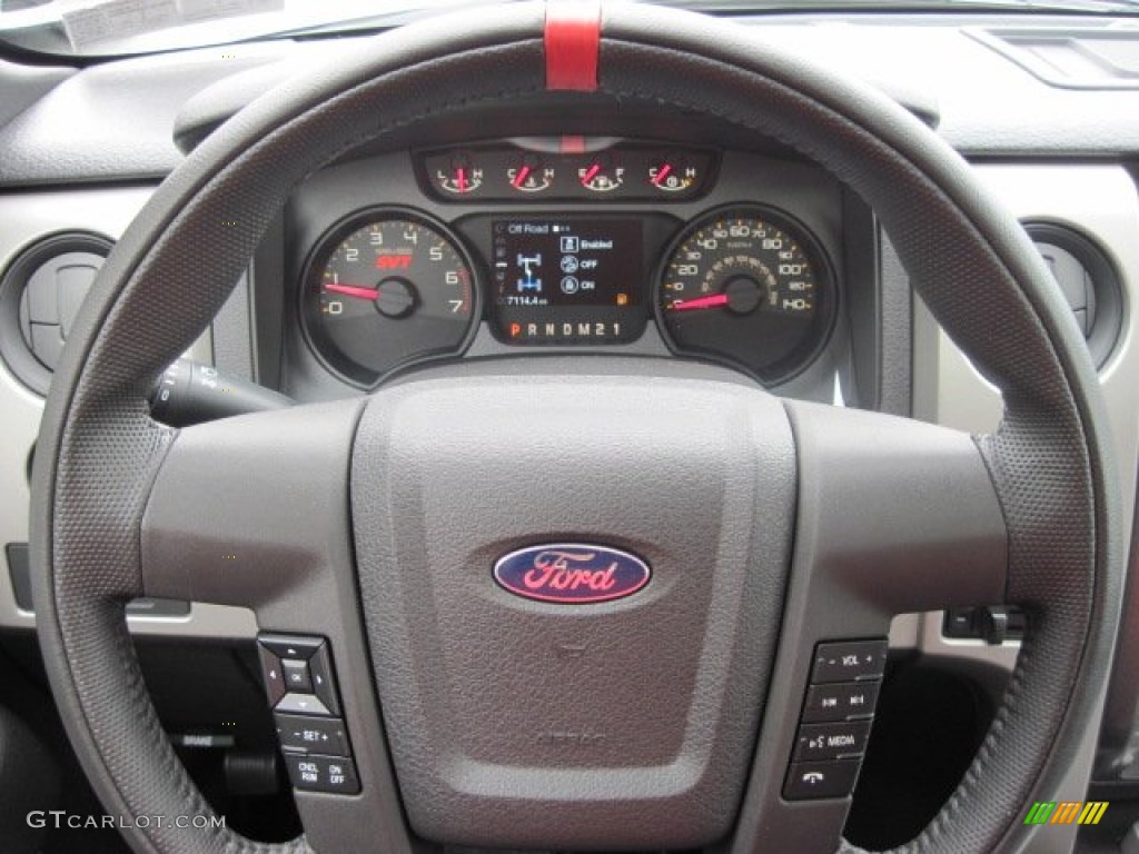 2011 Ford F150 SVT Raptor SuperCrew 4x4 Raptor Black Steering Wheel Photo #68834959