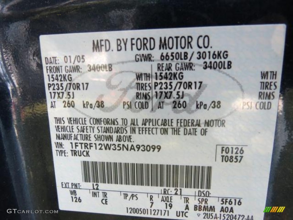 2005 F150 XLT Regular Cab - True Blue Metallic / Medium Flint Grey photo #9