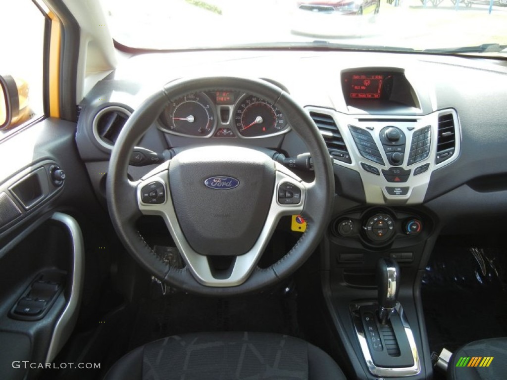 2011 Fiesta SES Hatchback - Yellow Blaze Metallic Tri-Coat / Charcoal Black/Blue Cloth photo #20