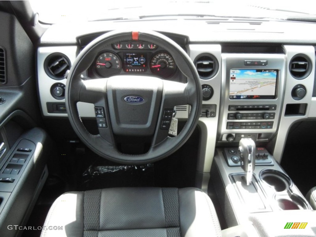 2012 Ford F150 SVT Raptor SuperCrew 4x4 Raptor Black Leather/Cloth Dashboard Photo #68839500