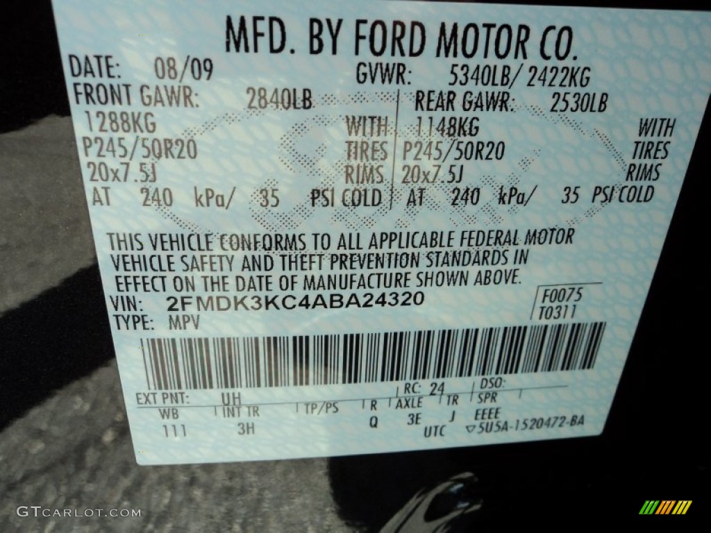 2010 Ford Edge Limited Color Code Photos