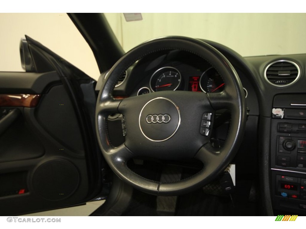 2004 Audi A4 3.0 Cabriolet Black Steering Wheel Photo #68843313