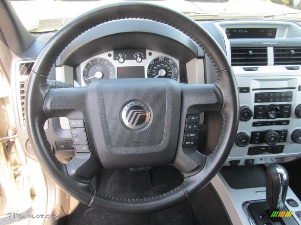 2010 Mercury Mariner V6 Premier 4WD Black Steering Wheel Photo #68843568