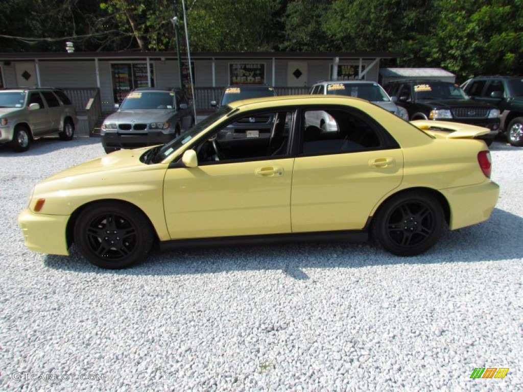 Blaze Yellow 2002 Subaru Impreza WRX Sedan Exterior Photo #68844327