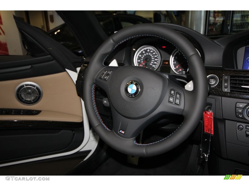2012 BMW M3 Convertible Bamboo Beige Steering Wheel Photo #68845614