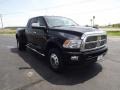 2012 Brilliant Black Crystal Pearl Dodge Ram 3500 HD Laramie Longhorn Mega Cab 4x4  photo #3