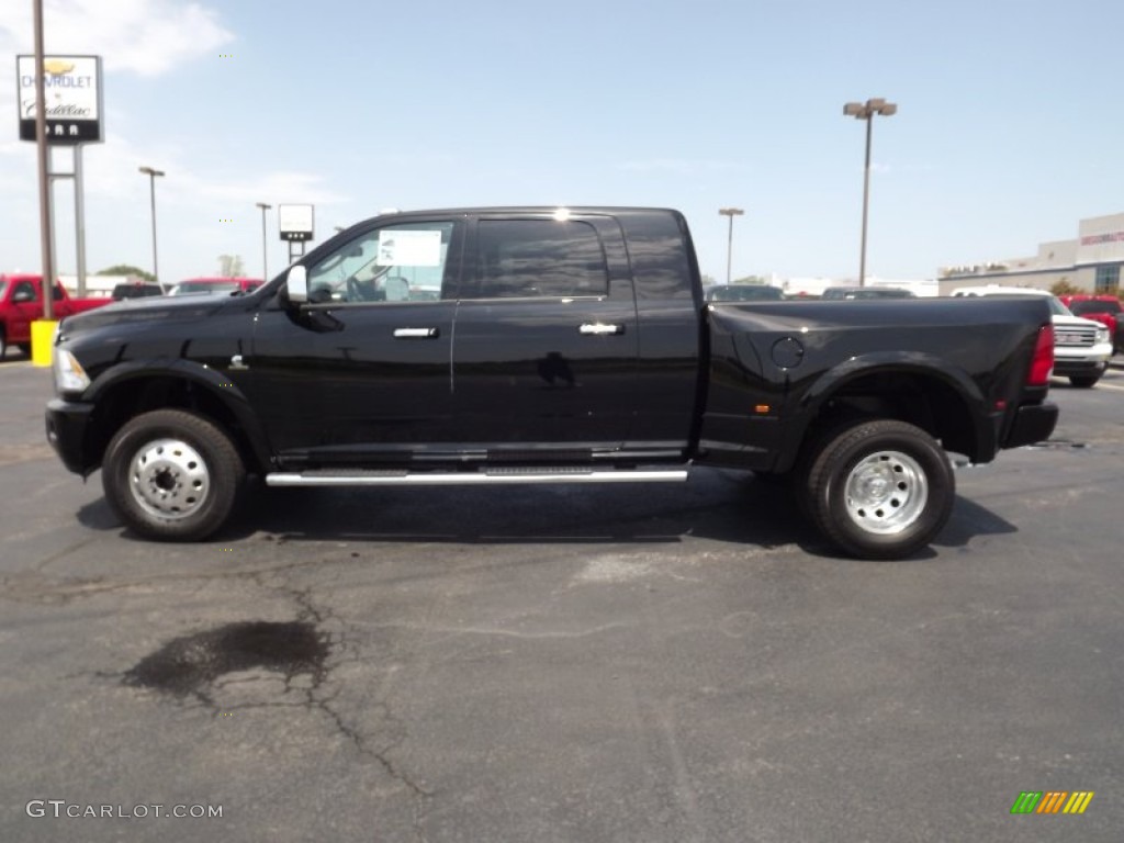 Brilliant Black Crystal Pearl 2012 Dodge Ram 3500 HD Laramie Longhorn Mega Cab 4x4 Exterior Photo #68855301