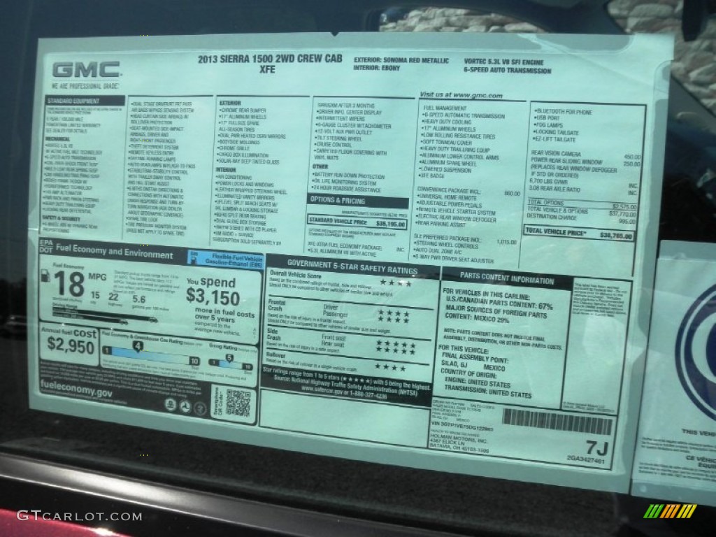 2013 Sierra 1500 XFE Crew Cab - Sonoma Red Metallic / Ebony photo #20
