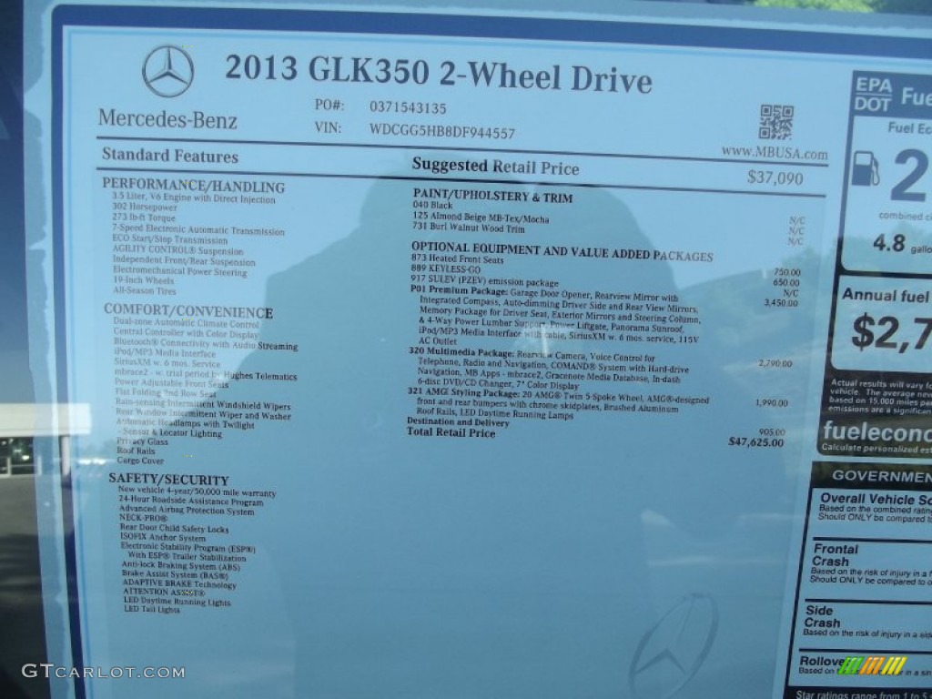 2013 Mercedes-Benz GLK 350 Window Sticker Photo #68857295