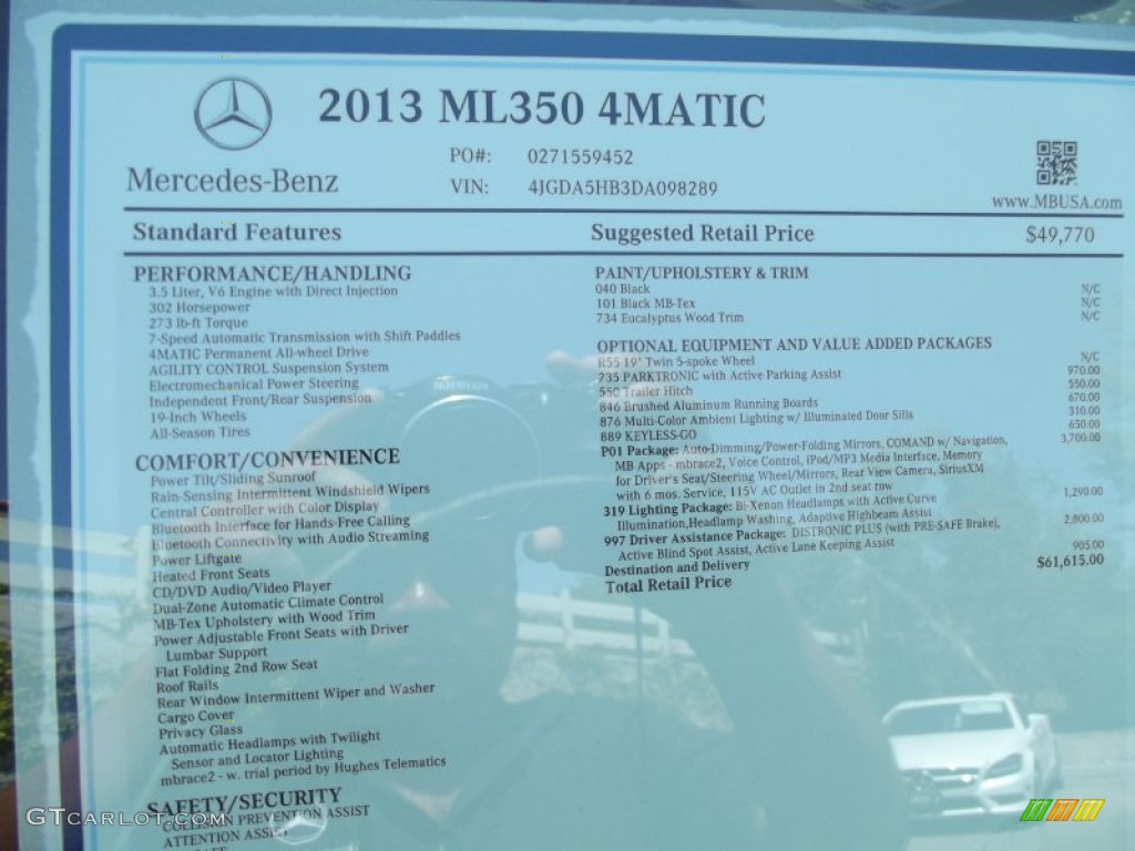 2013 Mercedes-Benz ML 350 4Matic Window Sticker Photo #68859849